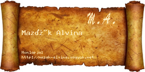Mazák Alvina névjegykártya